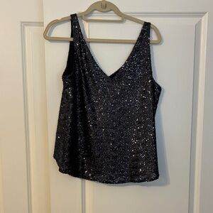 LOFT Black Sequin Camisole Top